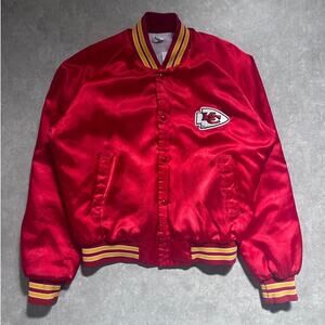 90s Vintage Kansas City Chiefs Red Satin Jacket Size M